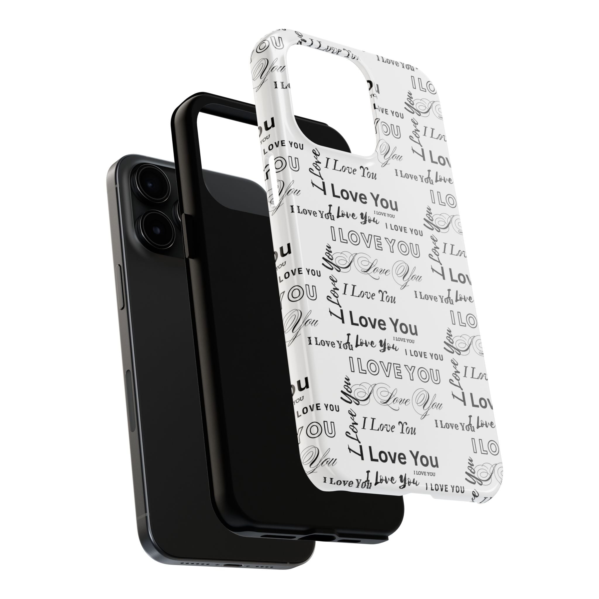 I Love You Pattern Tough Phone Case — Romantic Script Collage Design