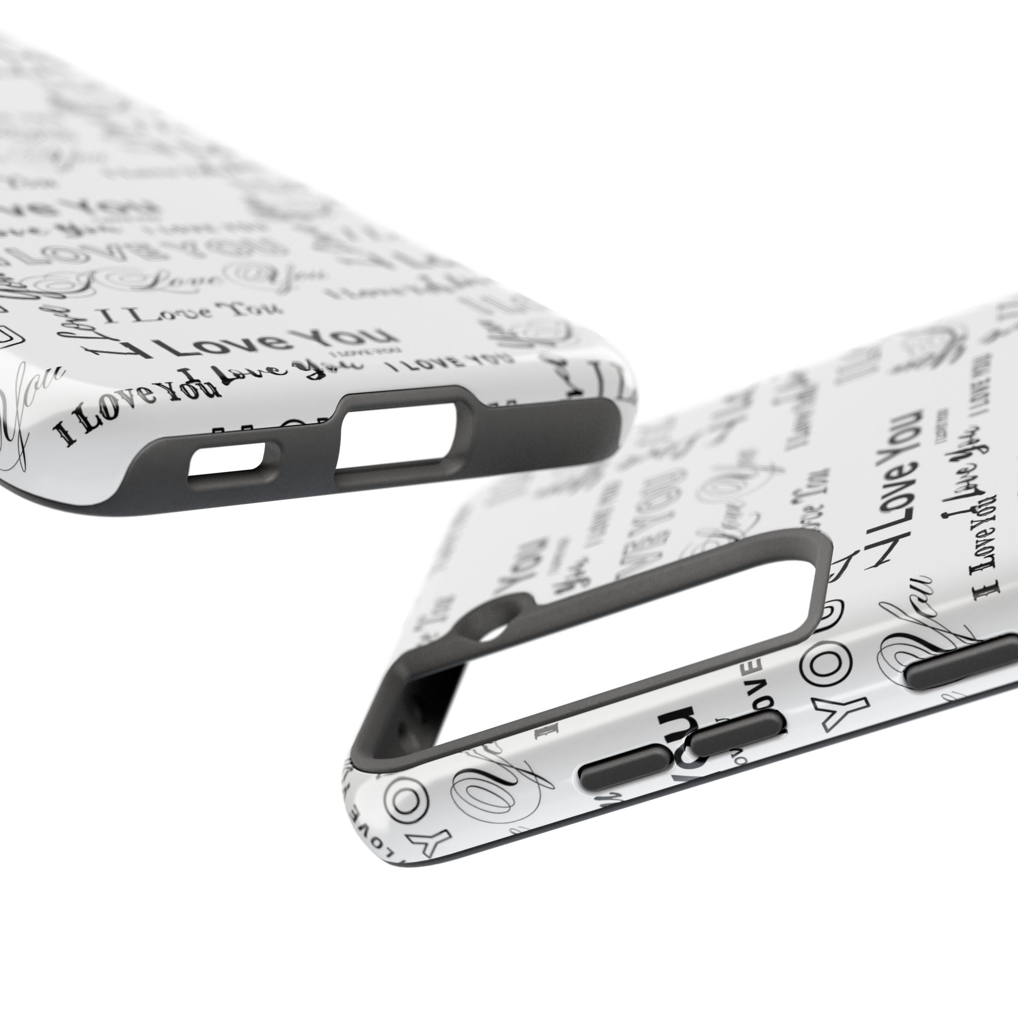 I Love You Pattern Tough Phone Case — Romantic Script Collage Design