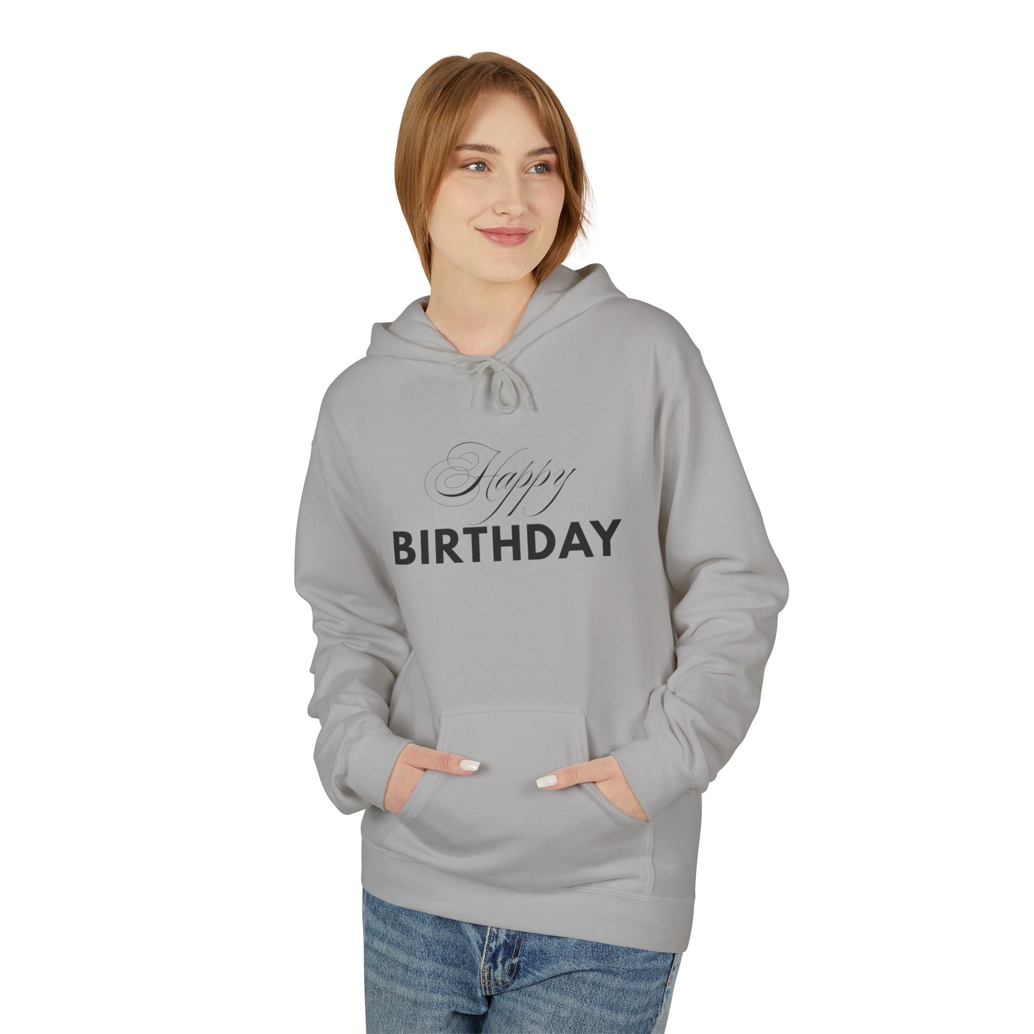 Birthday Hoodie — "Happy Birthday" Front & "Thank You Winter" Snowflake Back