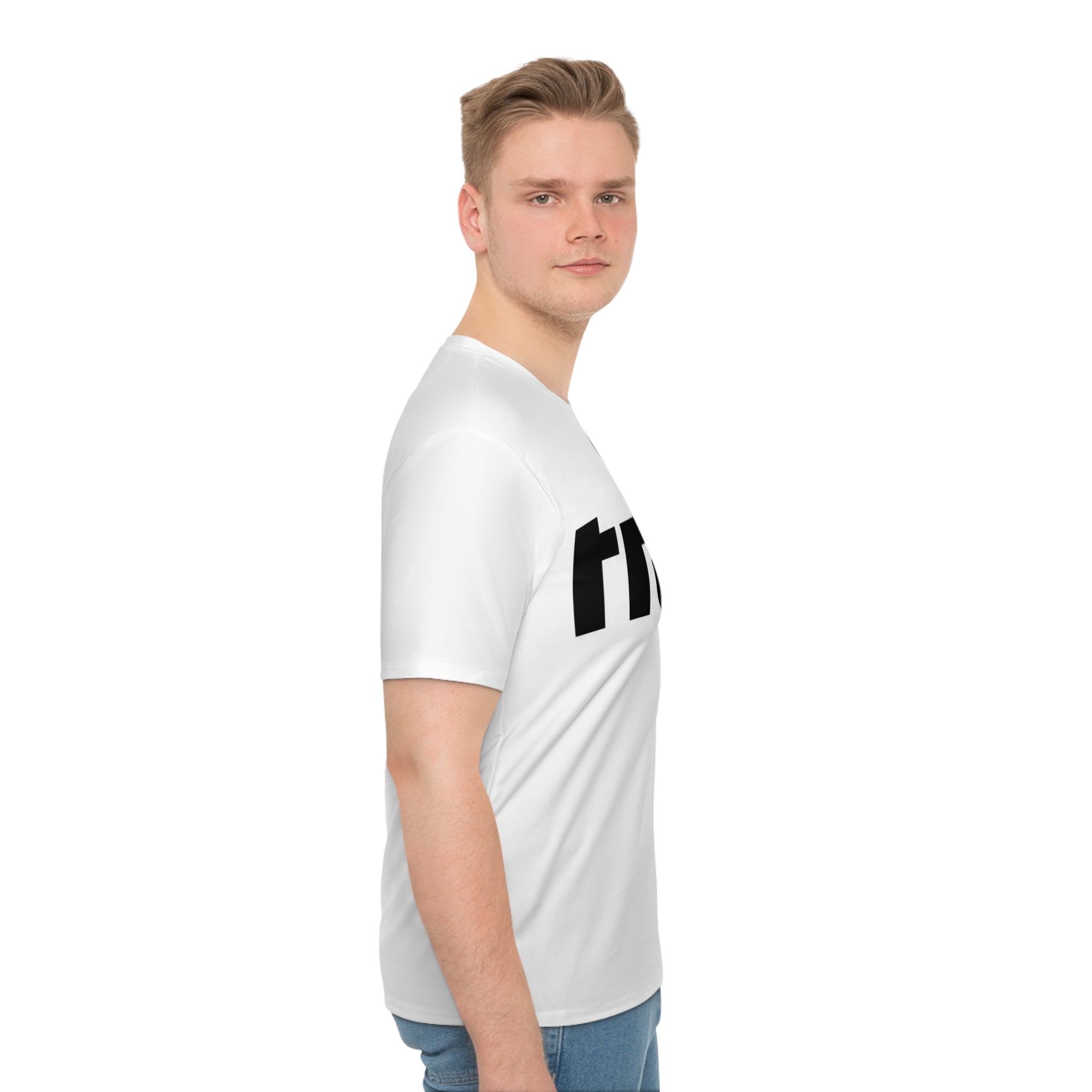 Men's Loose T-Shirt with Bold Black Ambigram Graphic — Modern Streetwear Tee