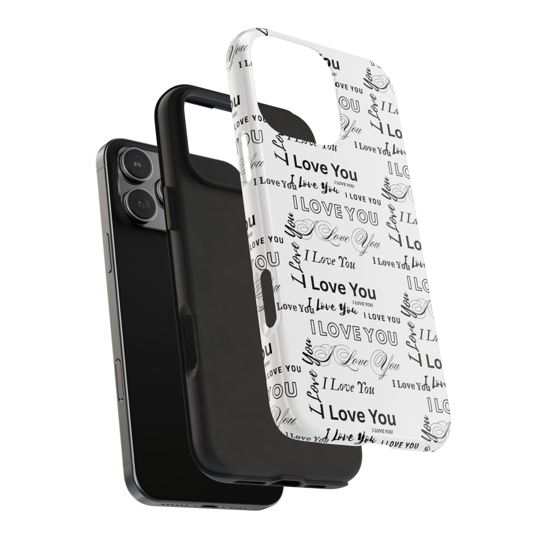 I Love You Pattern Tough Phone Case — Romantic Script Collage Design