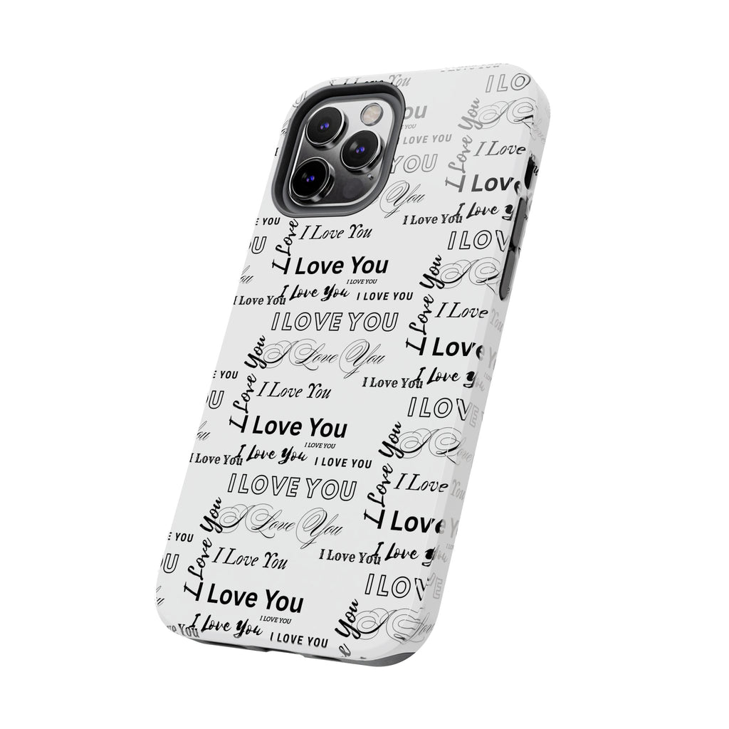 I Love You Pattern Tough Phone Case — Romantic Script Collage Design