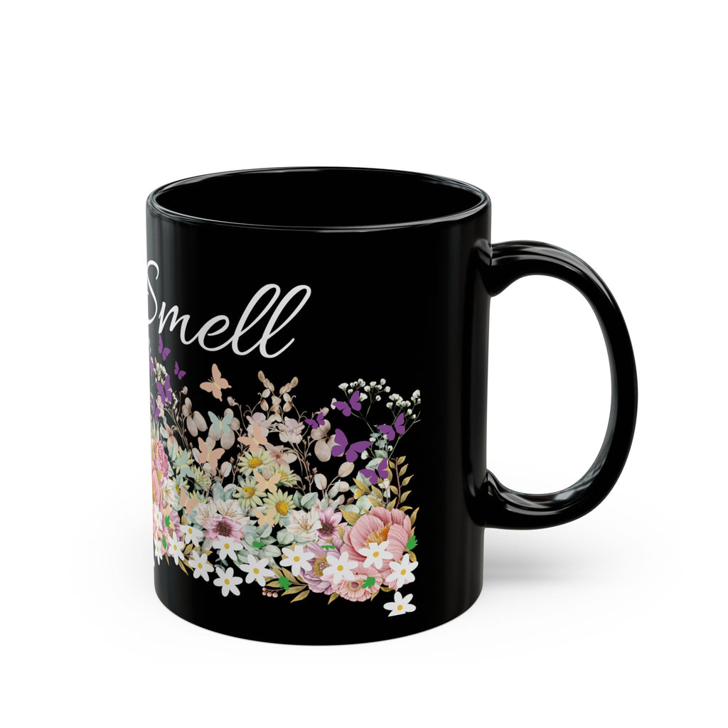 Nice Smell Floral Black Mug – Floral Coffee Tea Cup (11oz & 15oz)