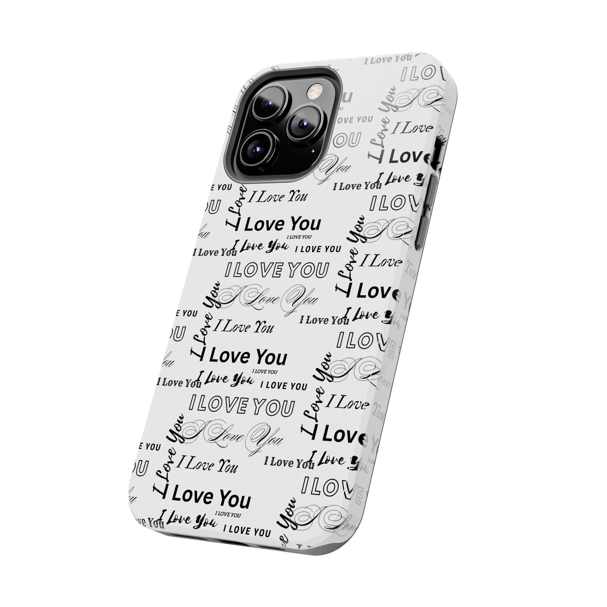 I Love You Pattern Tough Phone Case — Romantic Script Collage Design