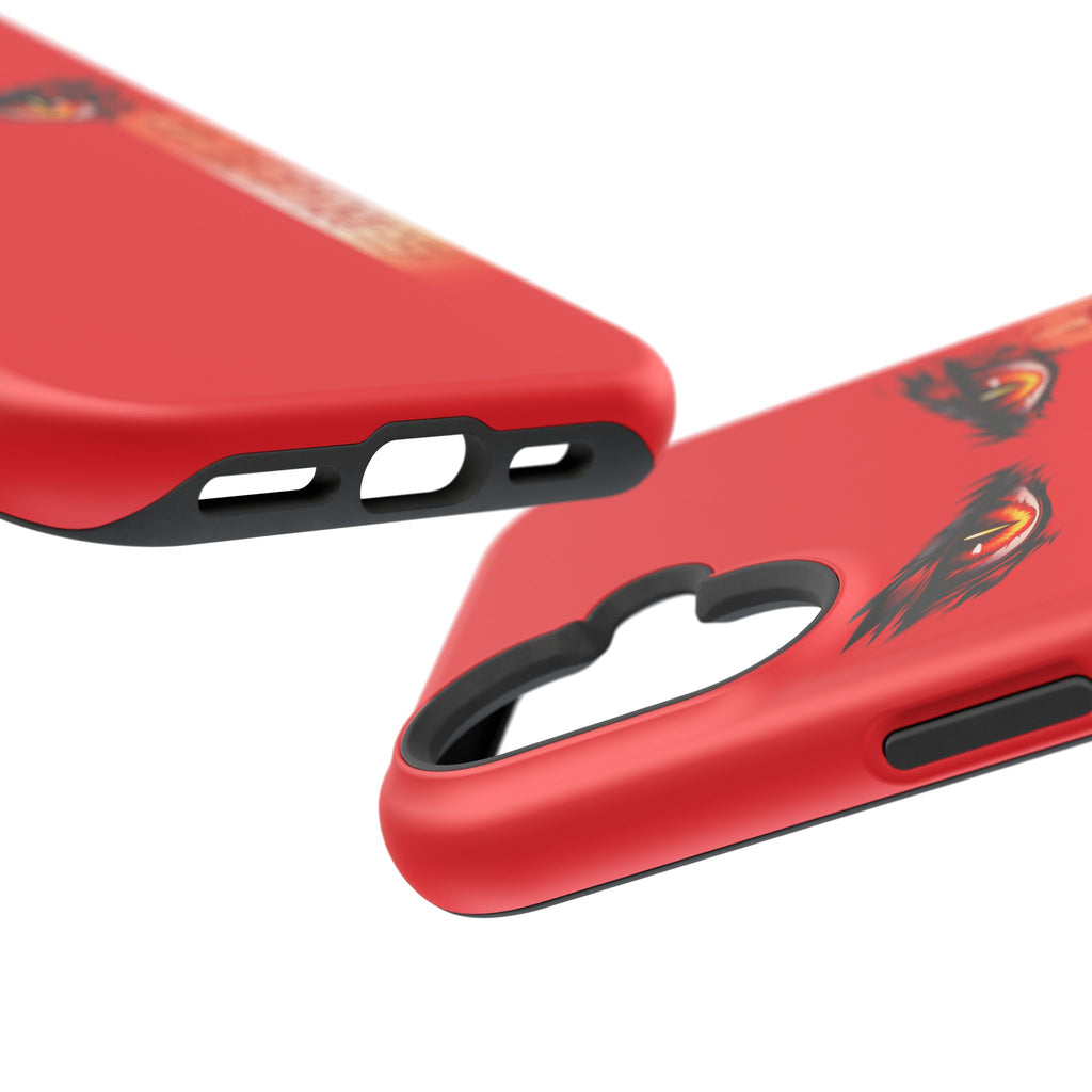 Red Demon Eyes Magnetic Phone Case — Japanese Script "伝説はまだ死なず"