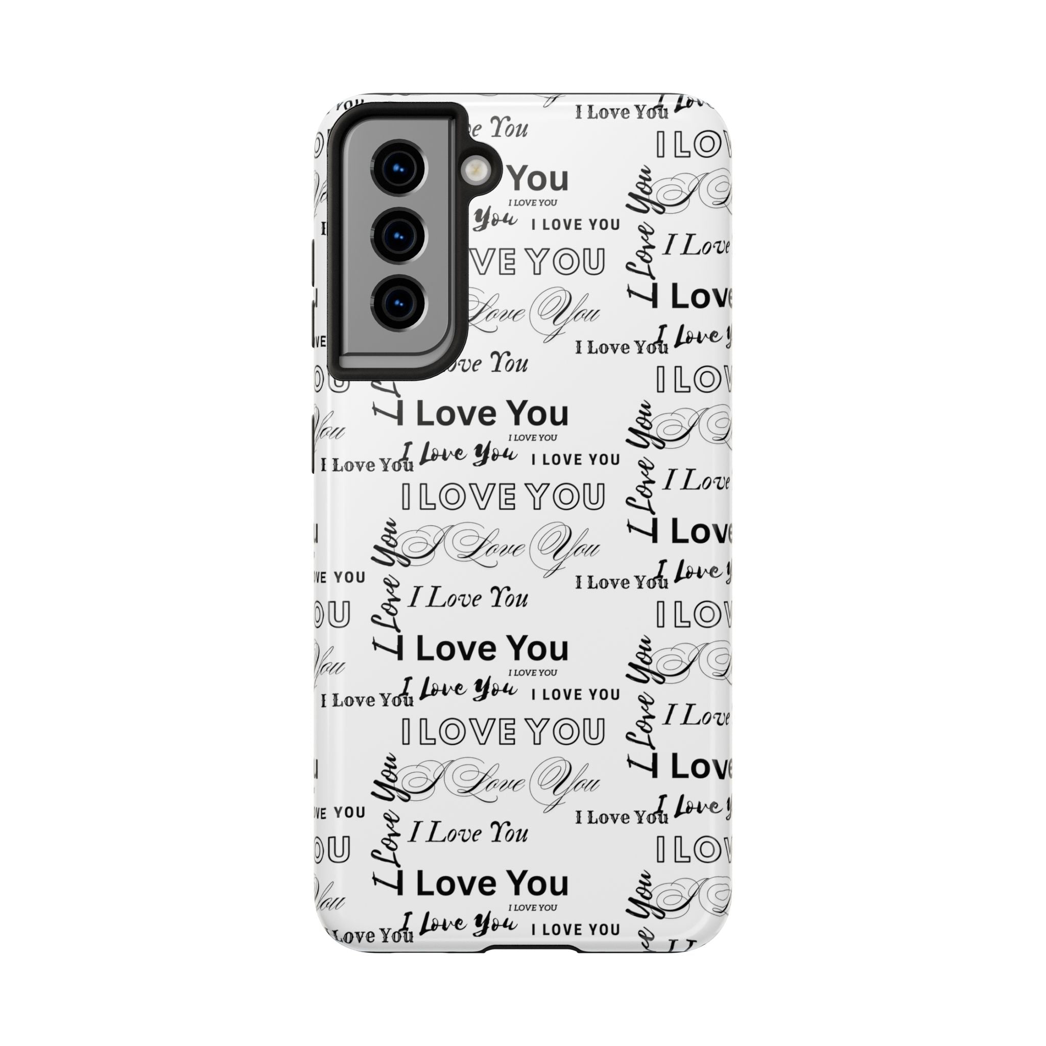 I Love You Pattern Tough Phone Case — Romantic Script Collage Design