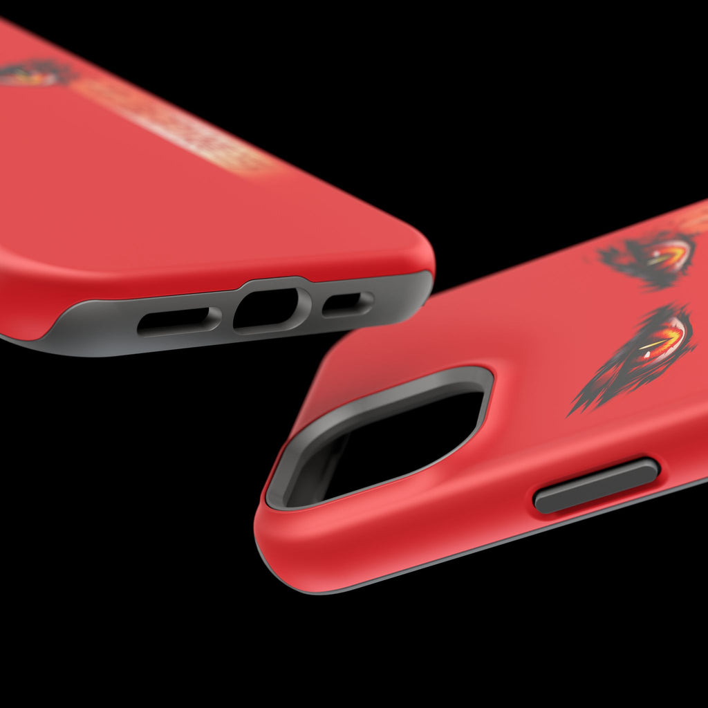 Red Demon Eyes Magnetic Phone Case — Japanese Script "伝説はまだ死なず"