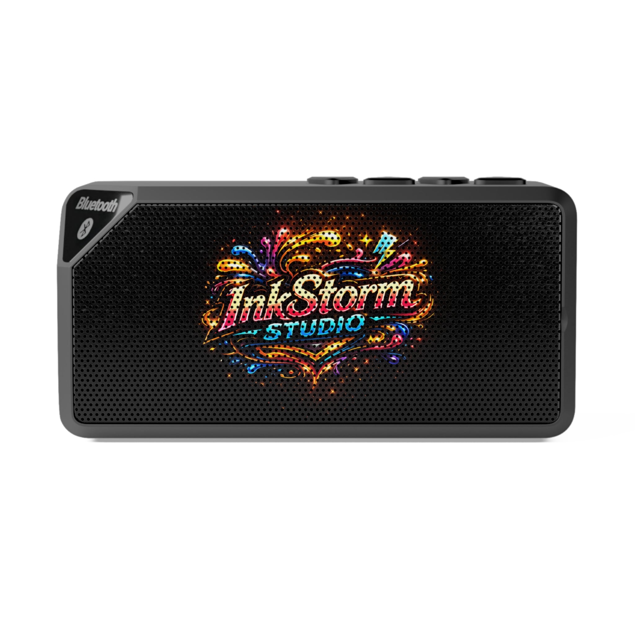 Portable Bluetooth Speaker — Colorful InkStorm Studio Graphic