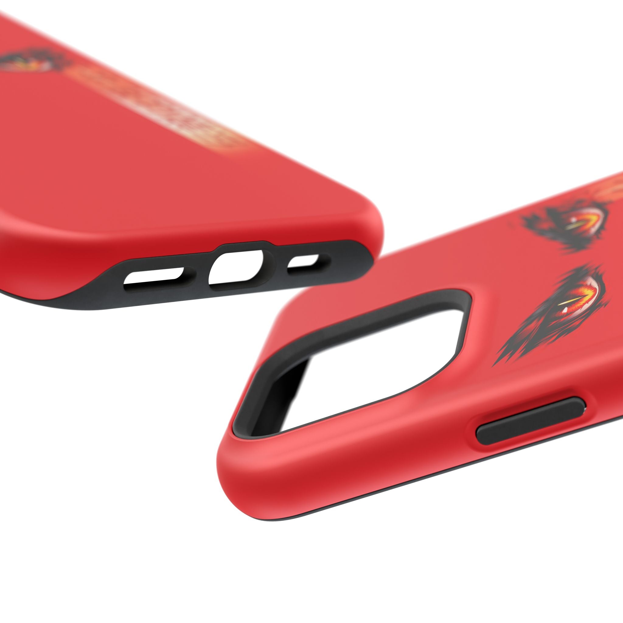 Red Demon Eyes Magnetic Phone Case — Japanese Script "伝説はまだ死なず"