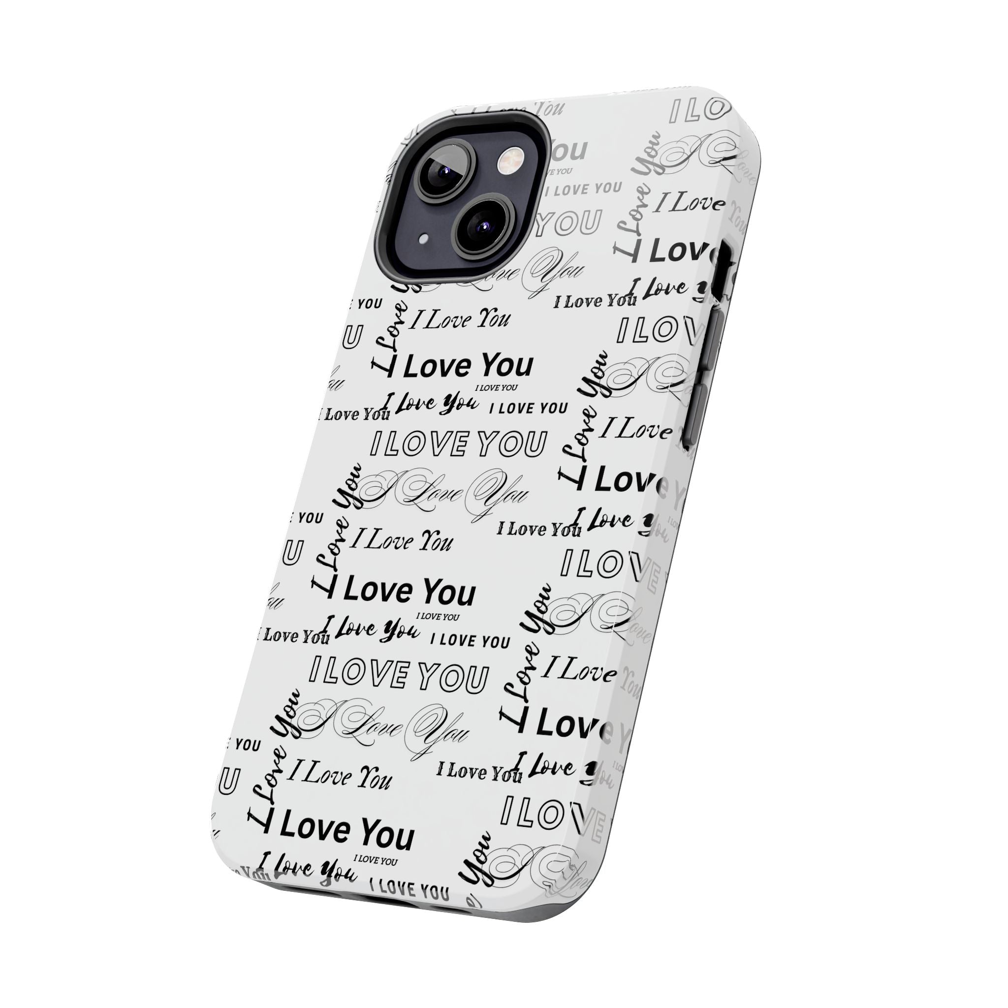 I Love You Pattern Tough Phone Case — Romantic Script Collage Design