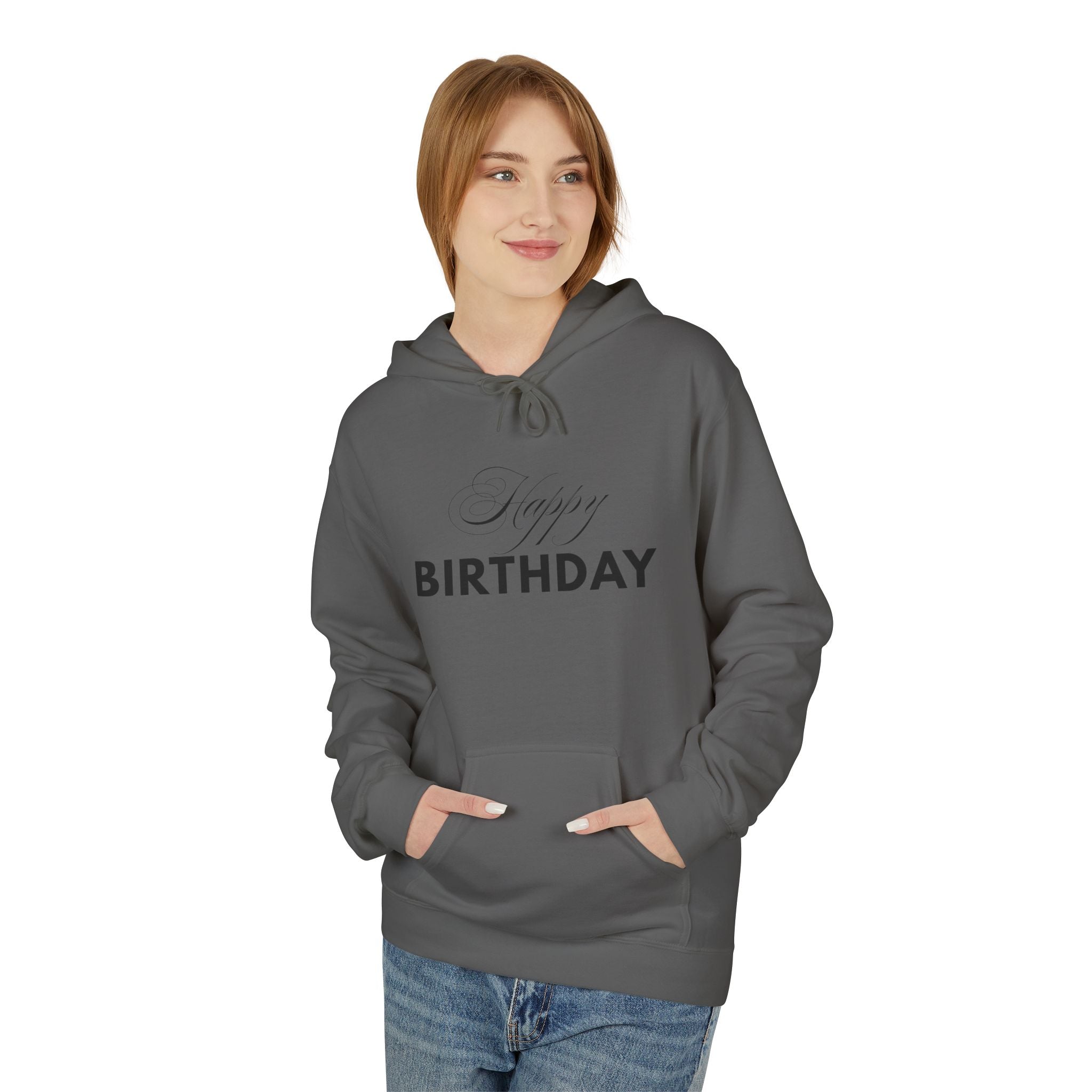 Birthday Hoodie — "Happy Birthday" Front & "Thank You Winter" Snowflake Back
