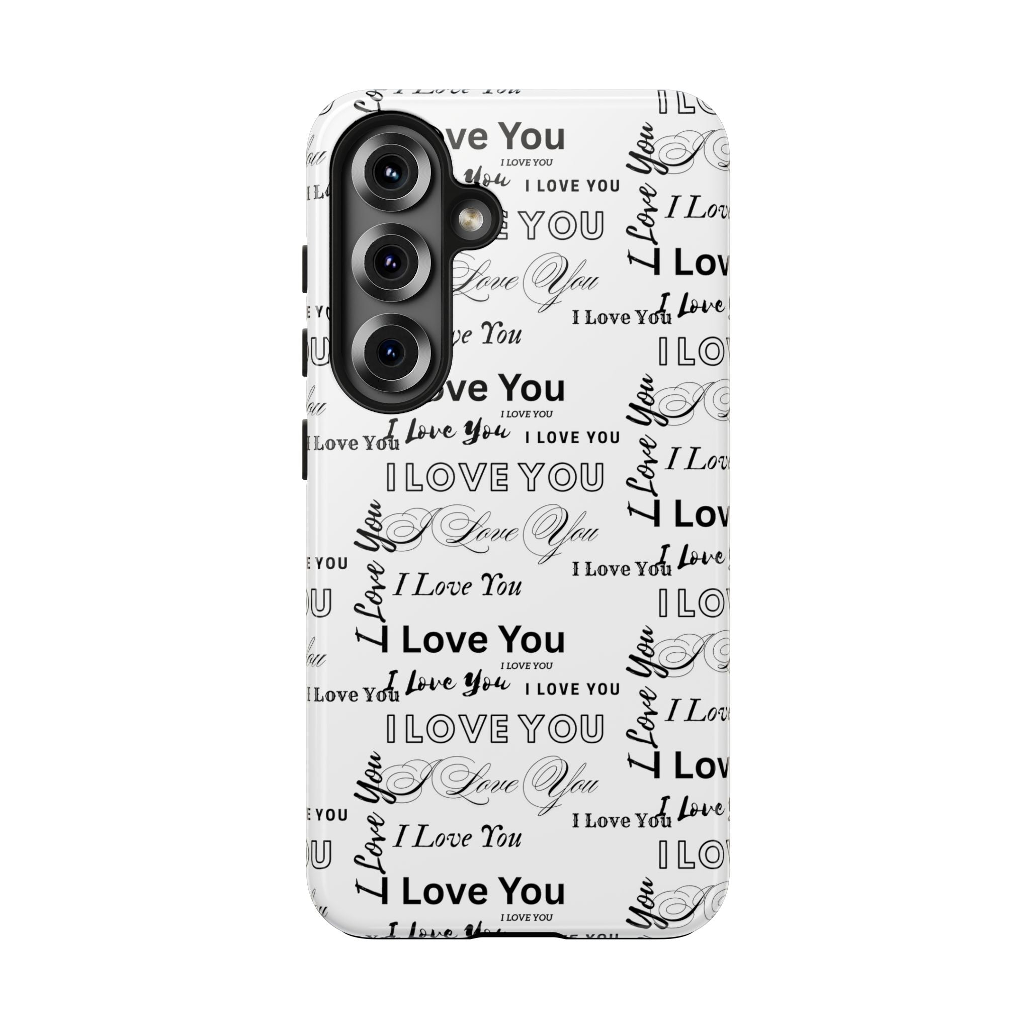 I Love You Pattern Tough Phone Case — Romantic Script Collage Design