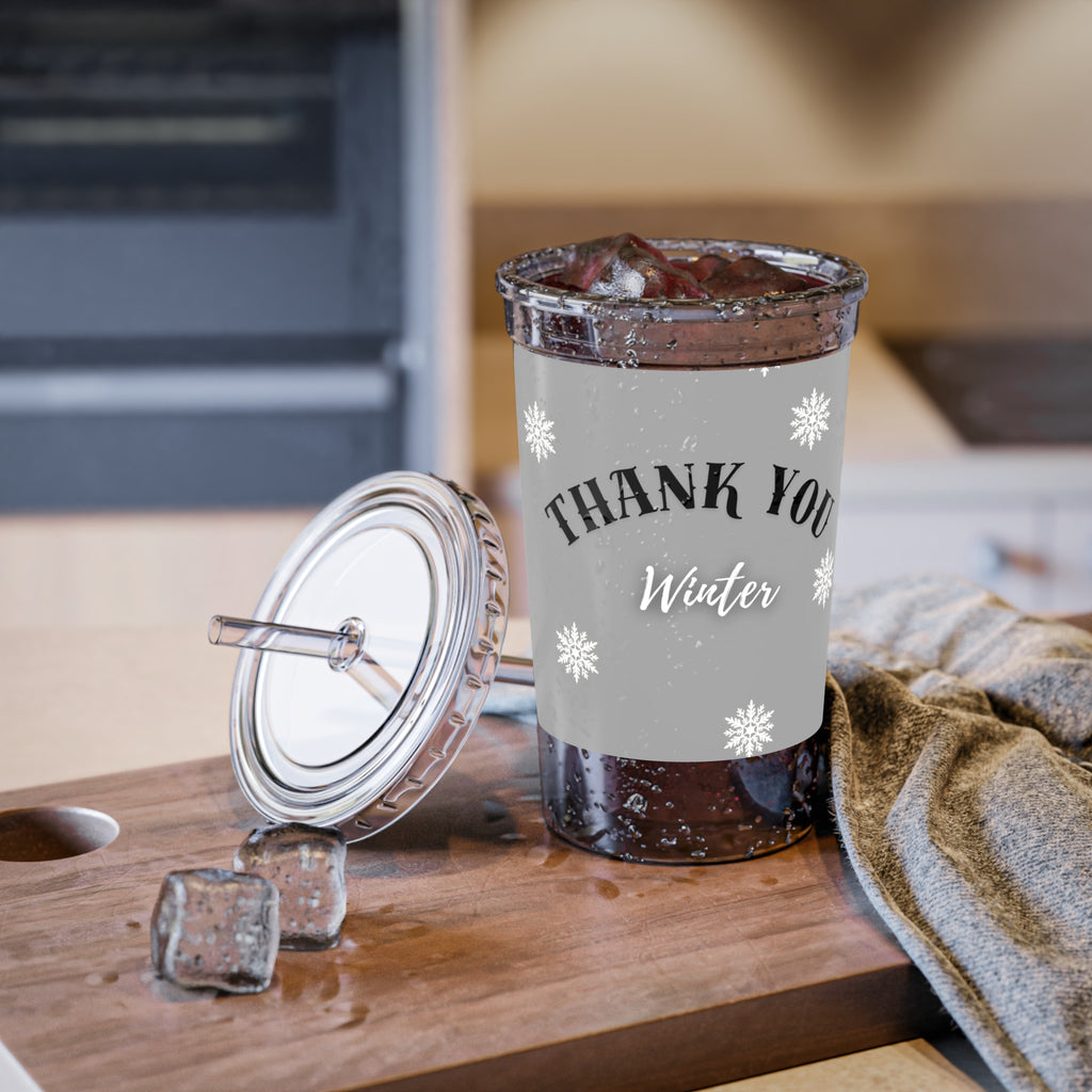 Winter 'Thank You' Acrylic Tumbler with Straw