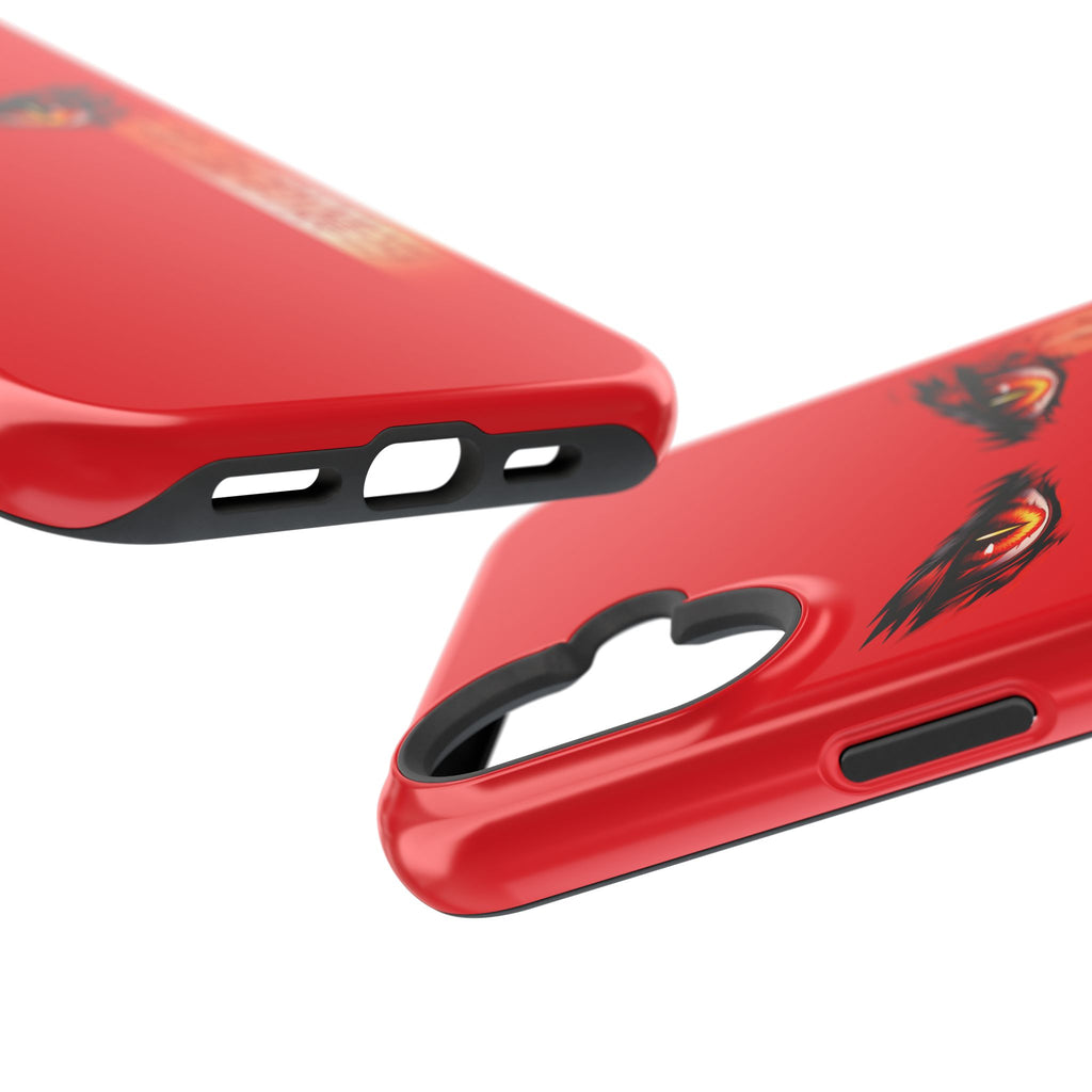 Red Demon Eyes Magnetic Phone Case — Japanese Script "伝説はまだ死なず"
