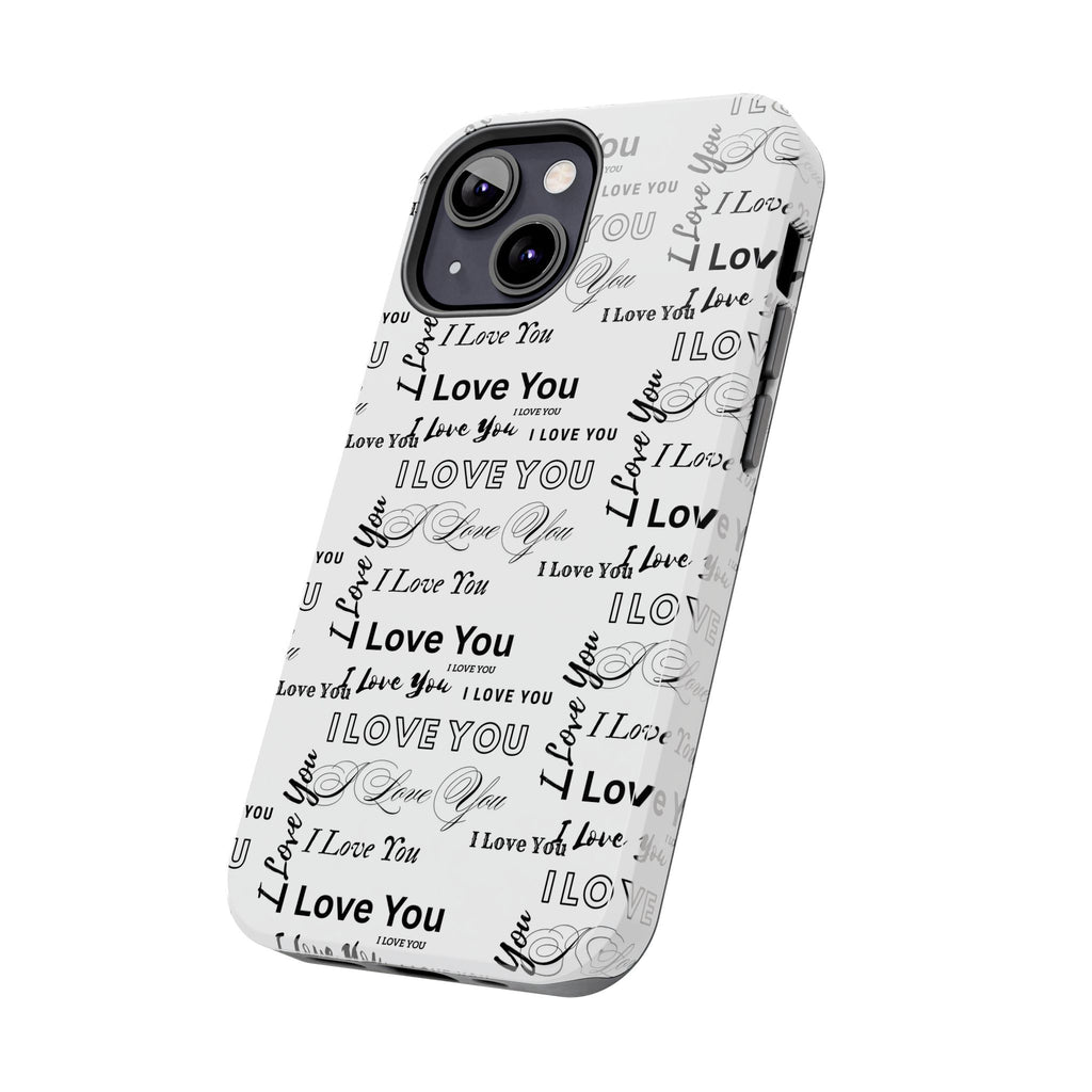 I Love You Pattern Tough Phone Case — Romantic Script Collage Design