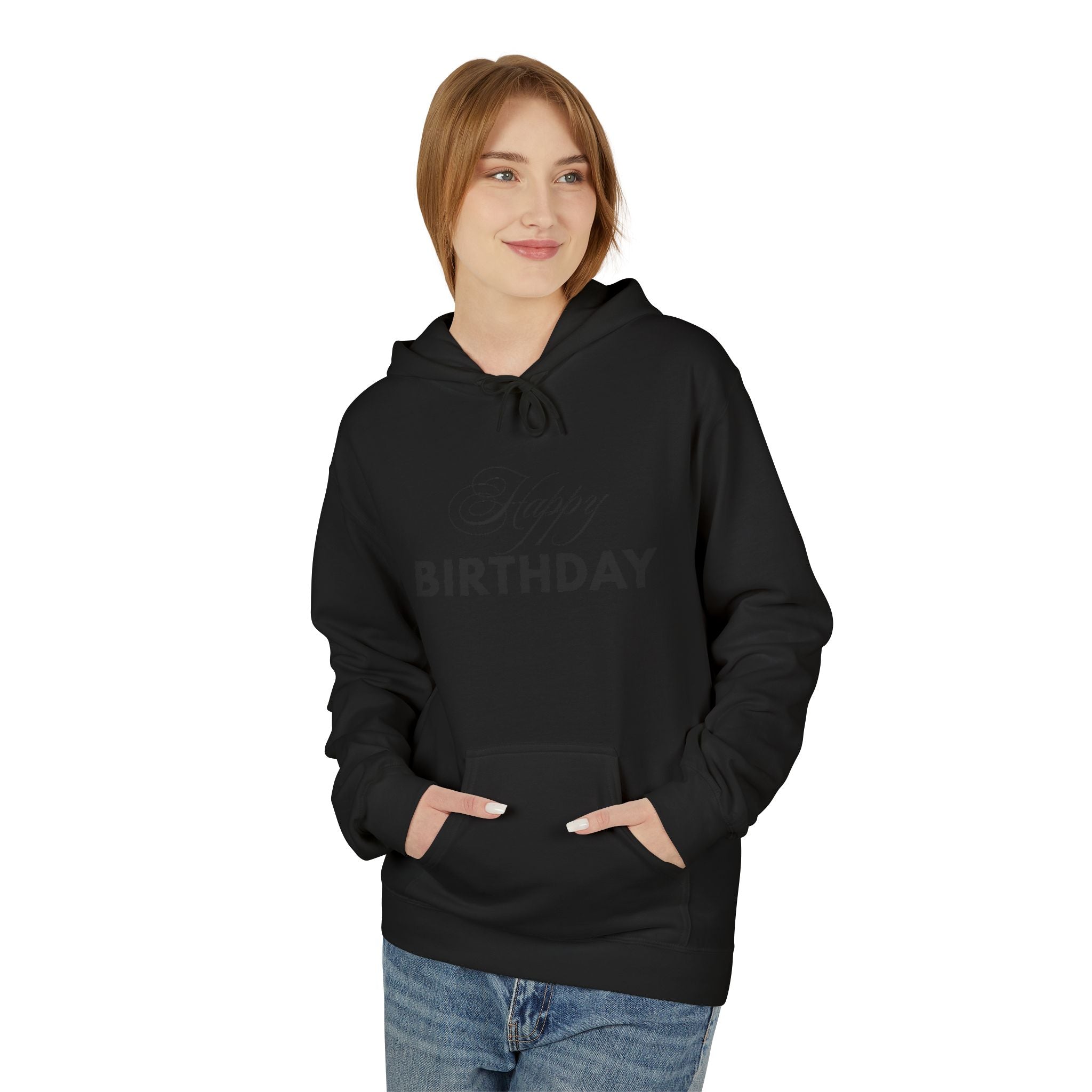 Birthday Hoodie — "Happy Birthday" Front & "Thank You Winter" Snowflake Back