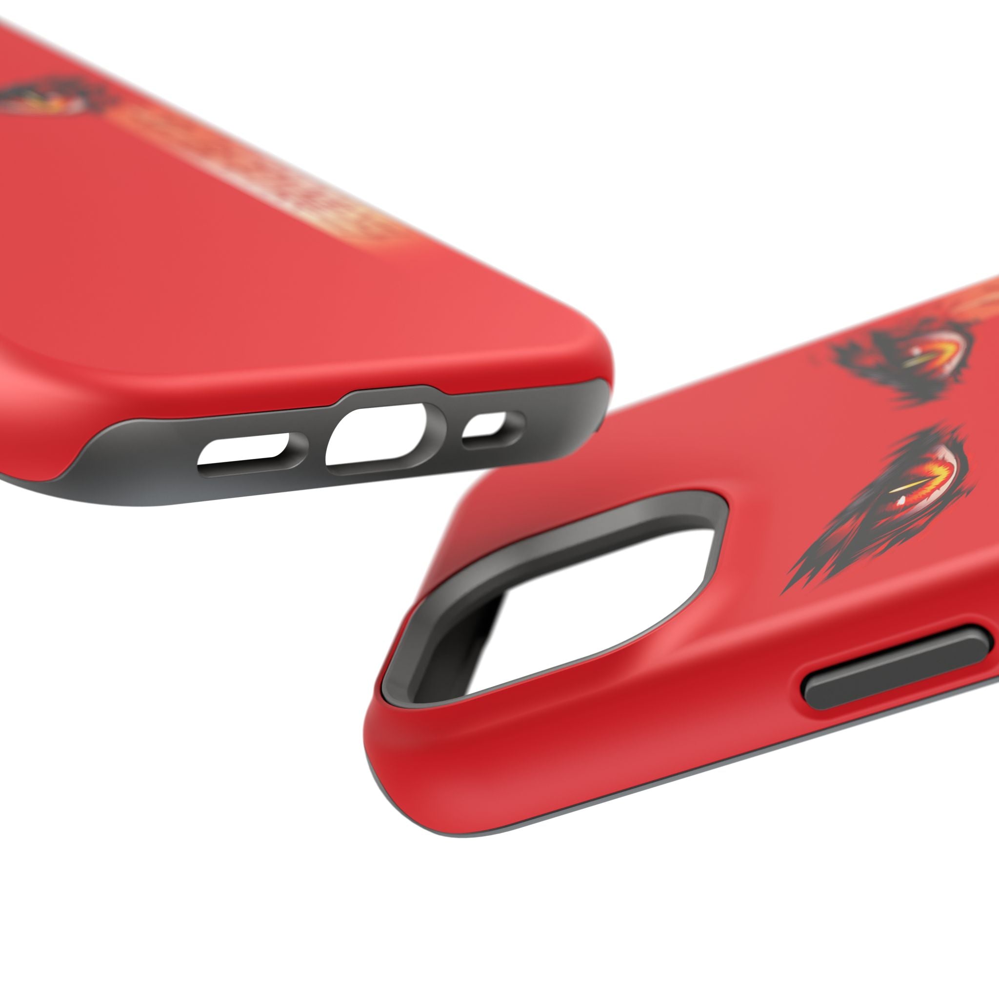 Red Demon Eyes Magnetic Phone Case — Japanese Script "伝説はまだ死なず"