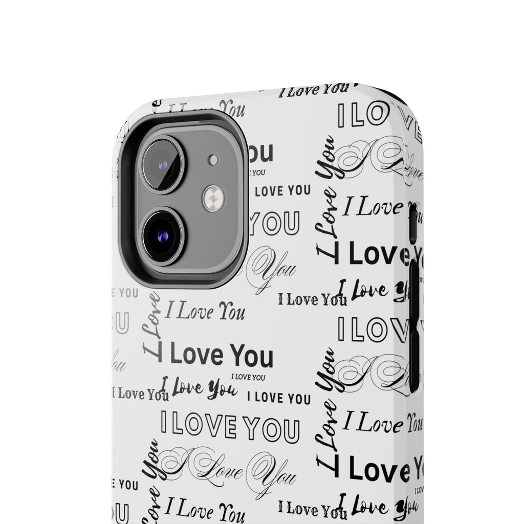 I Love You Pattern Tough Phone Case — Romantic Script Collage Design