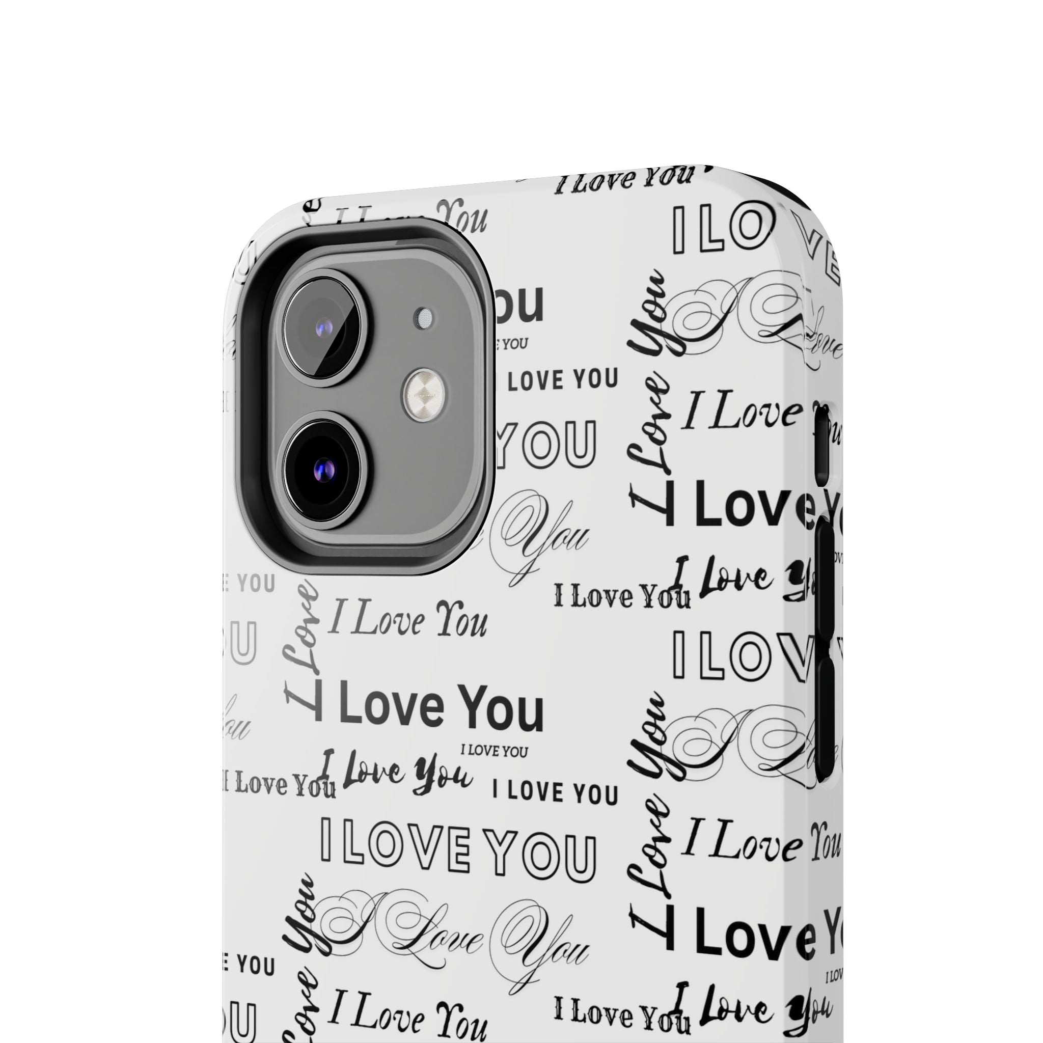 I Love You Pattern Tough Phone Case — Romantic Script Collage Design