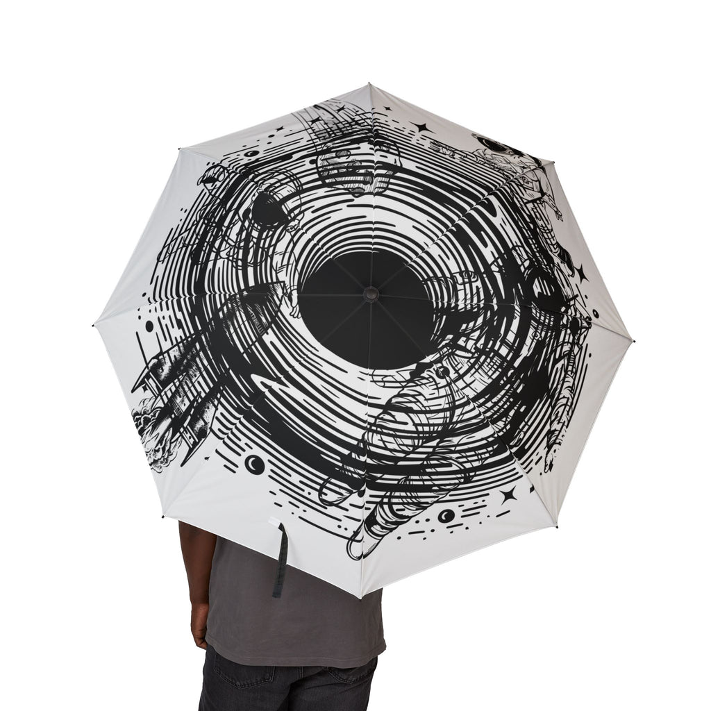 Astronaut Swirl Semi-Automatic Foldable Umbrella — Space Ink Splash Design