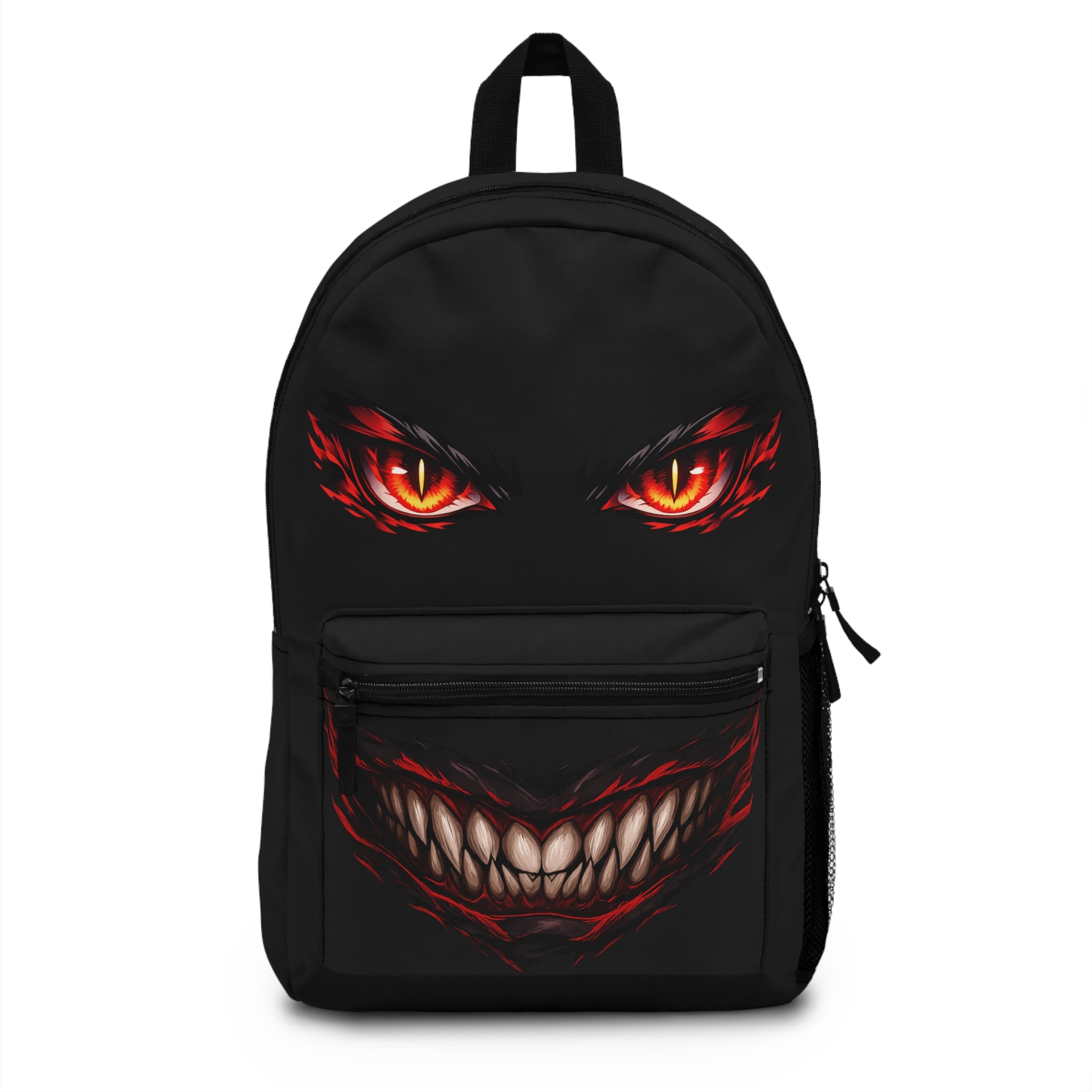 Creepy Demon Face Backpack — Spooky Monster Eyes & Grin School Bag