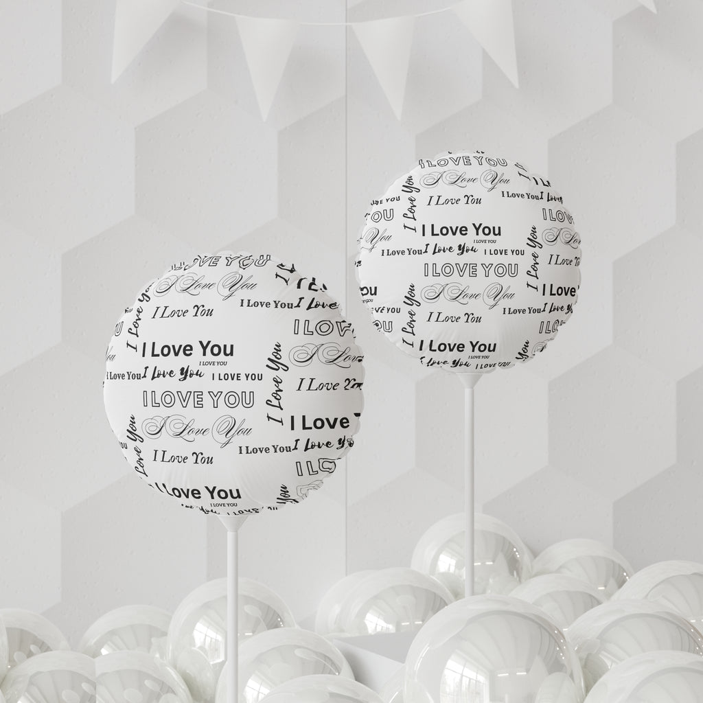 I Love You Pattern Balloon — 11" Round/Heart-Shaped Love Balloon