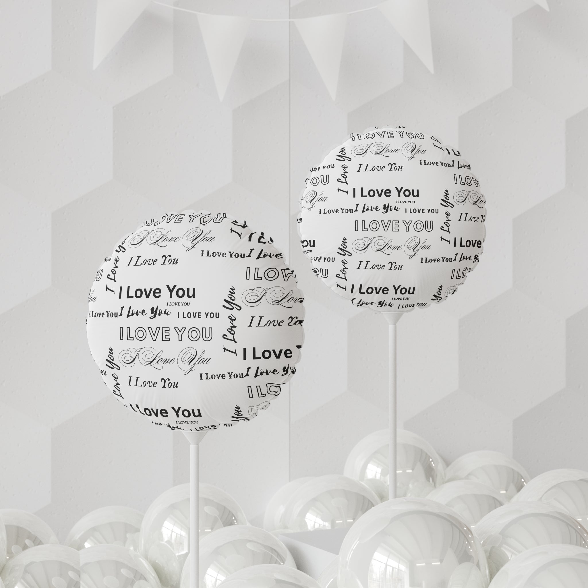 I Love You Pattern Balloon — 11" Round/Heart-Shaped Love Balloon