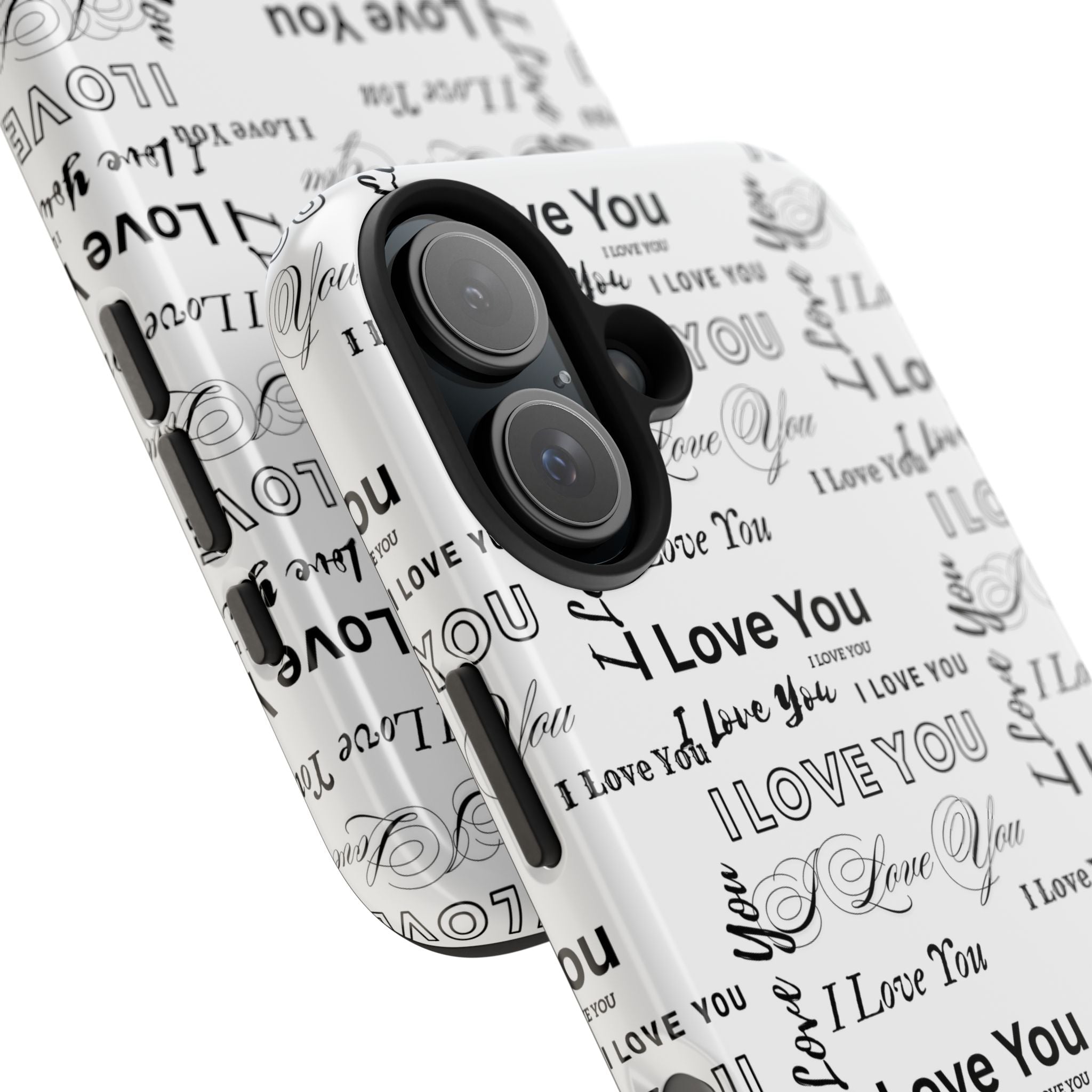 I Love You Pattern Tough Phone Case — Romantic Script Collage Design