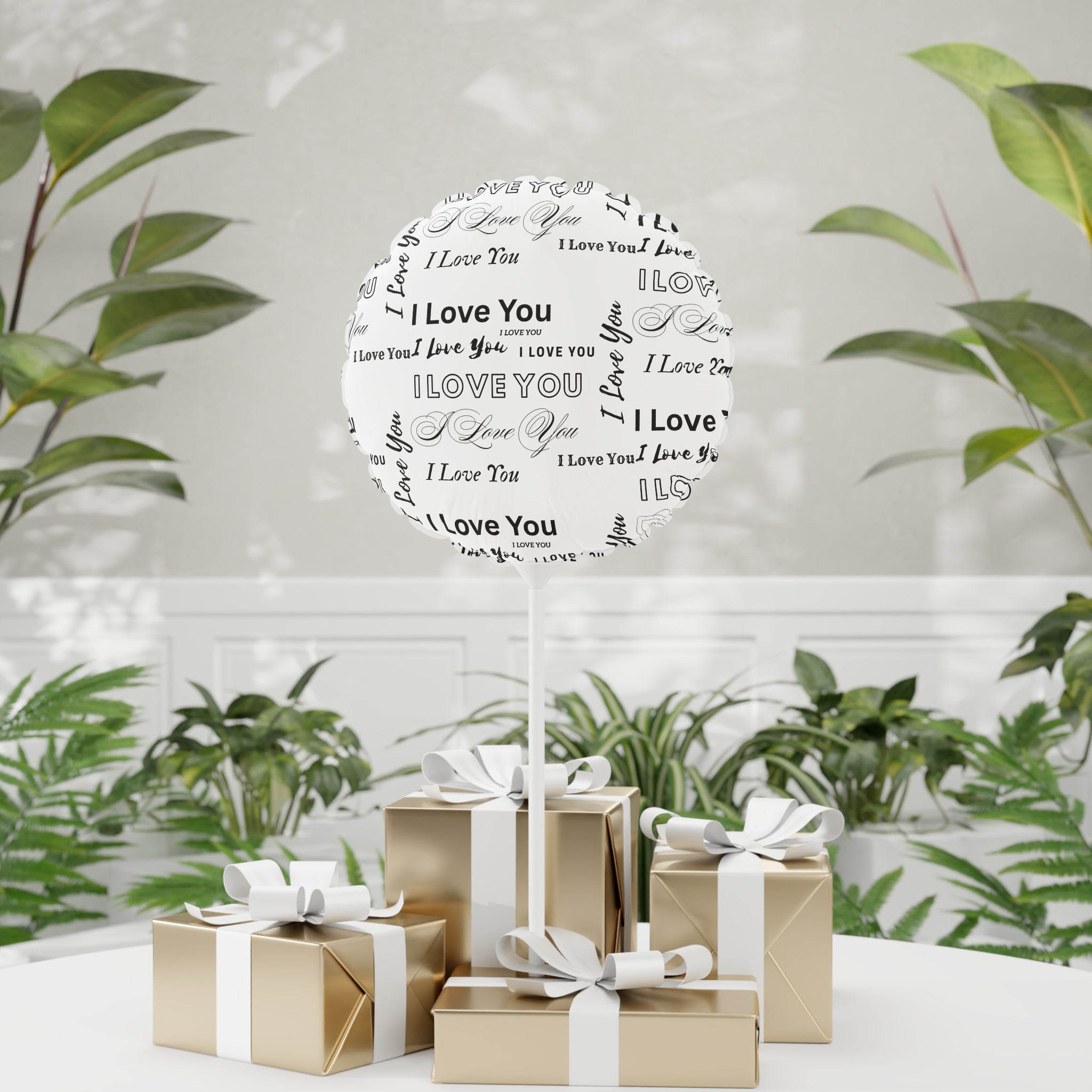 I Love You Pattern Balloon — 11" Round/Heart-Shaped Love Balloon