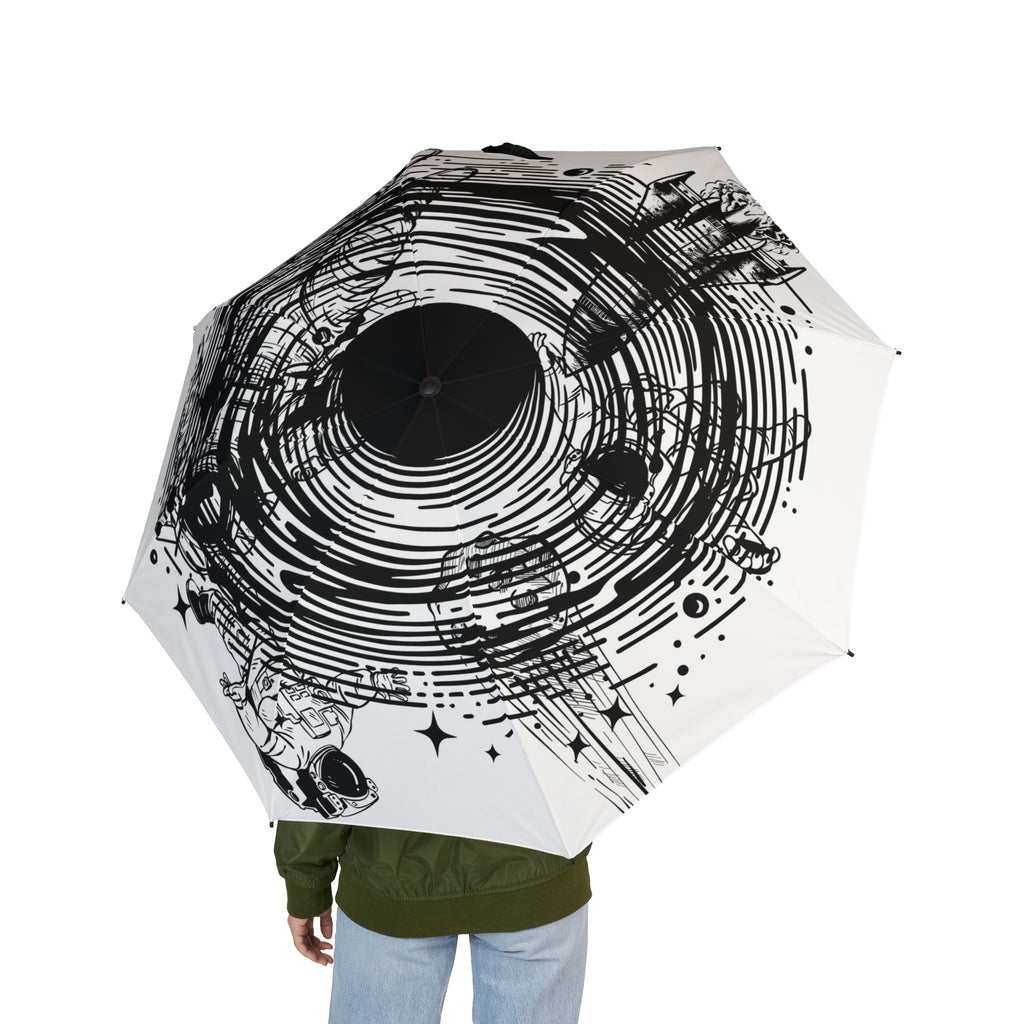 Astronaut Swirl Semi-Automatic Foldable Umbrella — Space Ink Splash Design