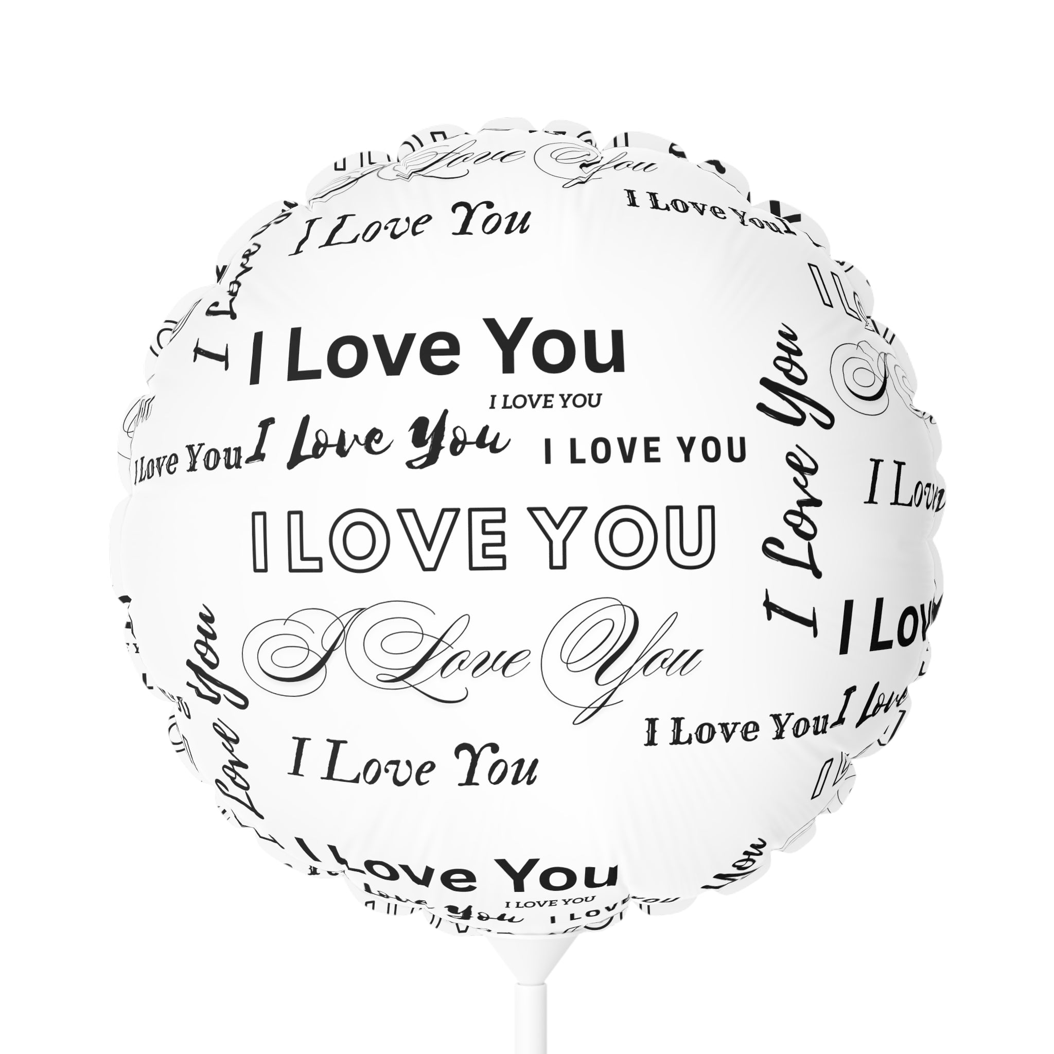 I Love You Pattern Balloon — 11" Round/Heart-Shaped Love Balloon