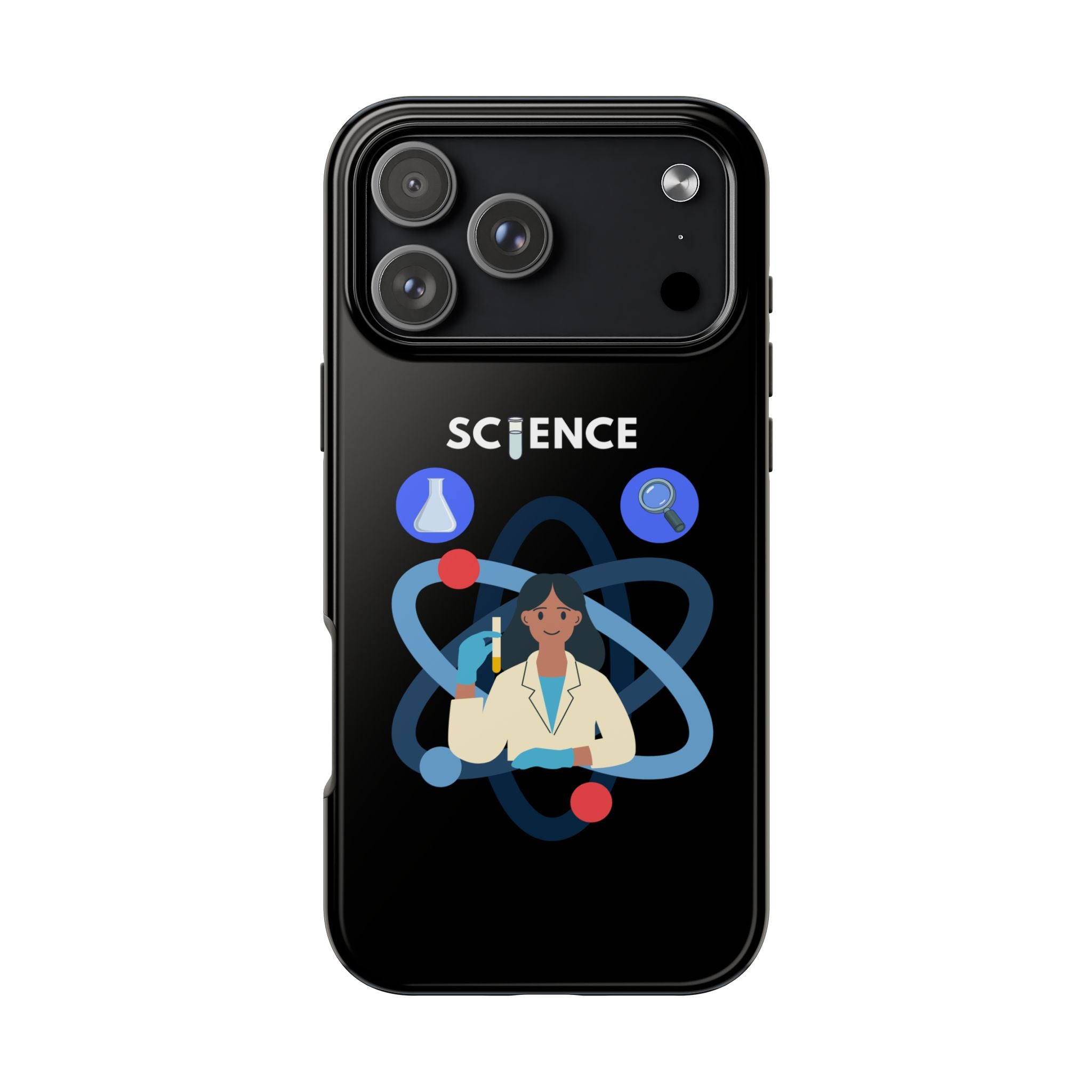 Science Teacher Tough Phone Case — Cute Female Scientist Atom Design