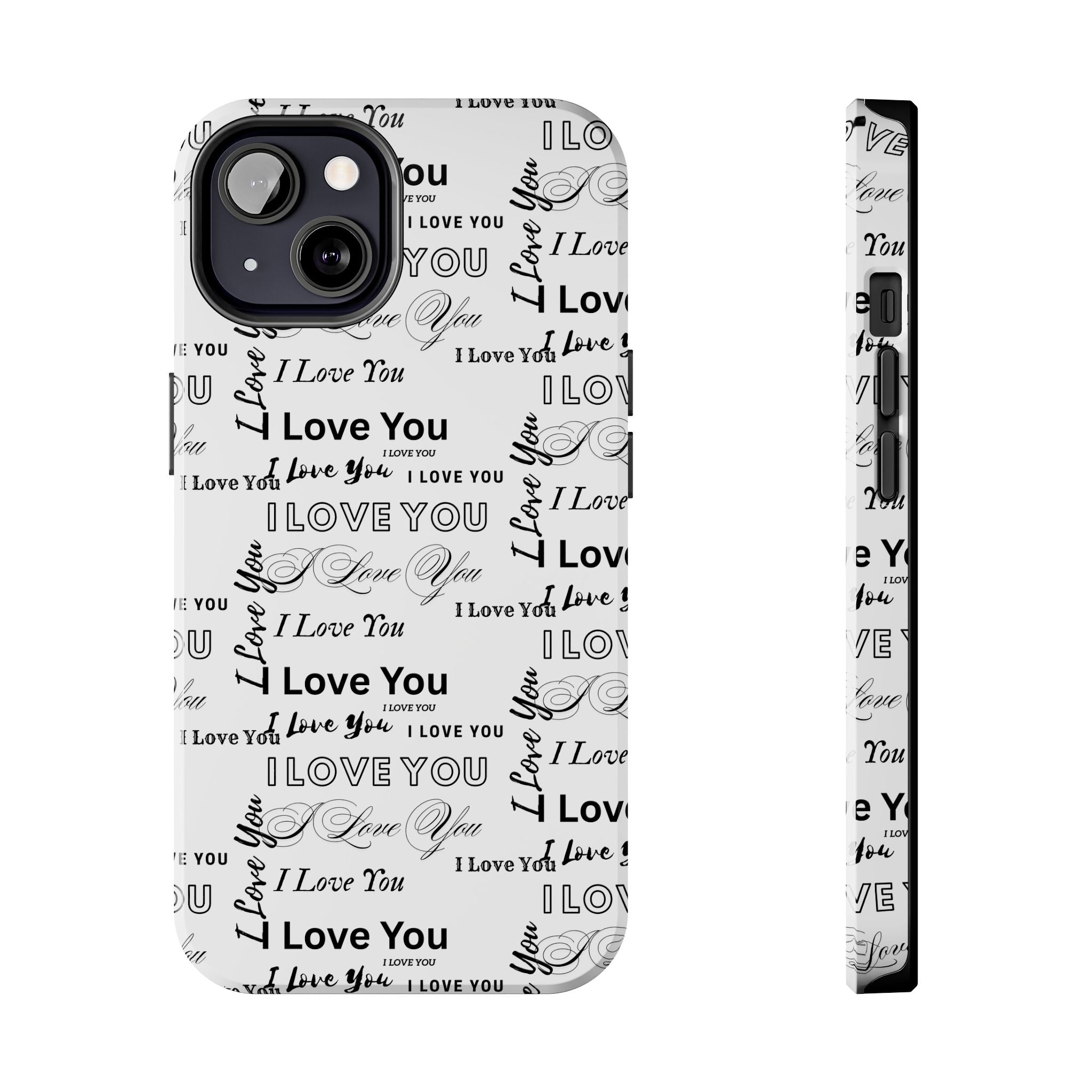 I Love You Pattern Tough Phone Case — Romantic Script Collage Design