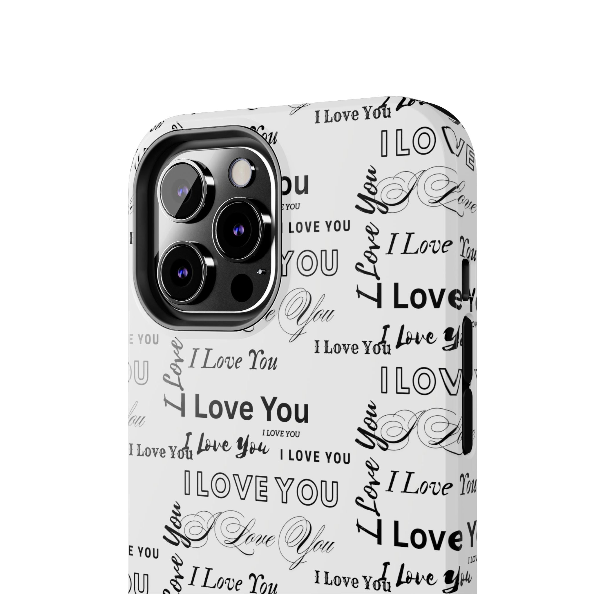 I Love You Pattern Tough Phone Case — Romantic Script Collage Design